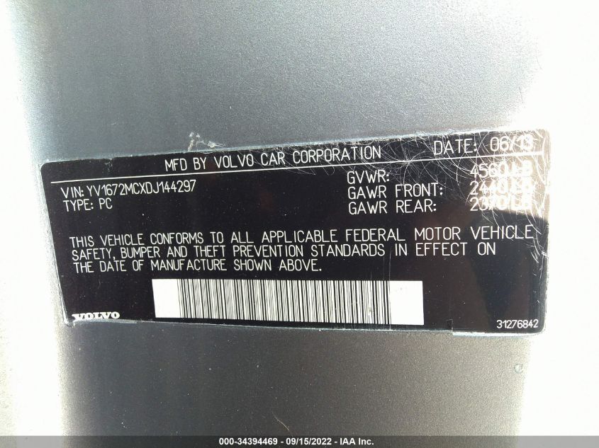 2013 VOLVO C70 T5 YV1672MCXDJ144297