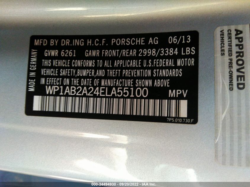 2014 PORSCHE CAYENNE S WP1AB2A24ELA55100