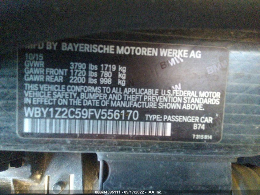2015 BMW I3 WBY1Z2C59FV556170