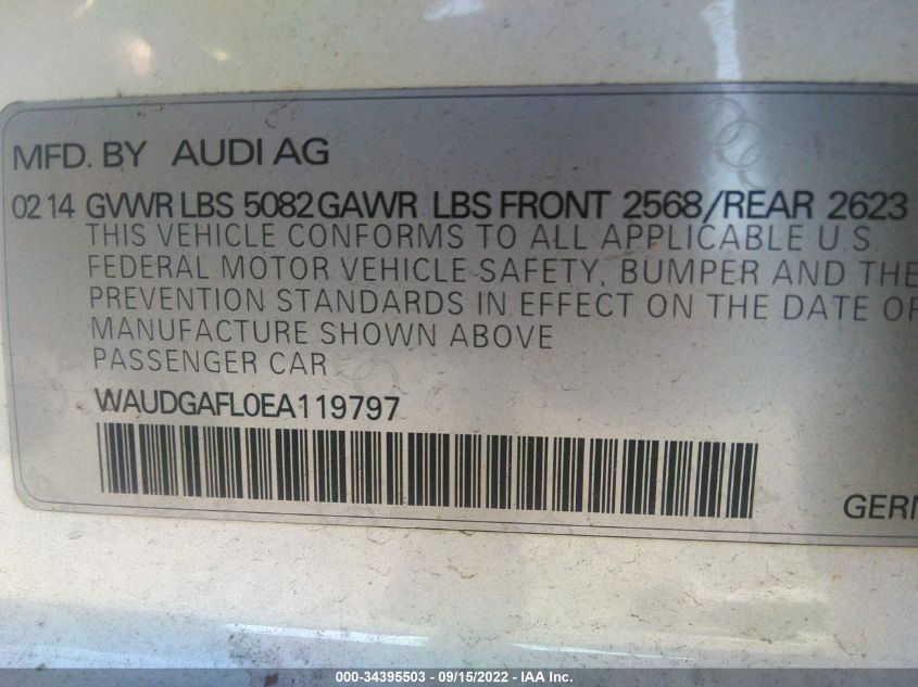 2014 AUDI S4 PREMIUM PLUS WAUDGAFL0EA119797