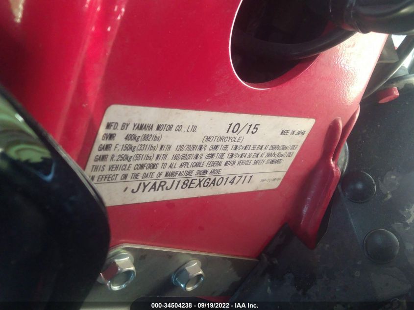 2016 YAMAHA FZ6 R JYARJ18EXGA014711