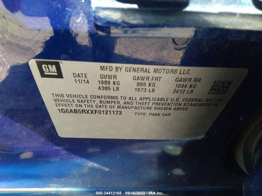 2015 CADILLAC ATS SEDAN LUXURY RWD 1G6AB5RXXF0121173