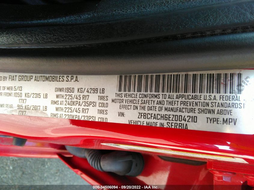 2014 FIAT 500L LOUNGE ZFBCFACH6EZ004210