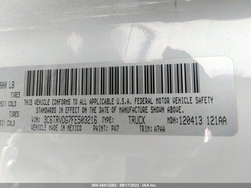 2015 RAM PROMASTER 3C6TRVDG7FE503216