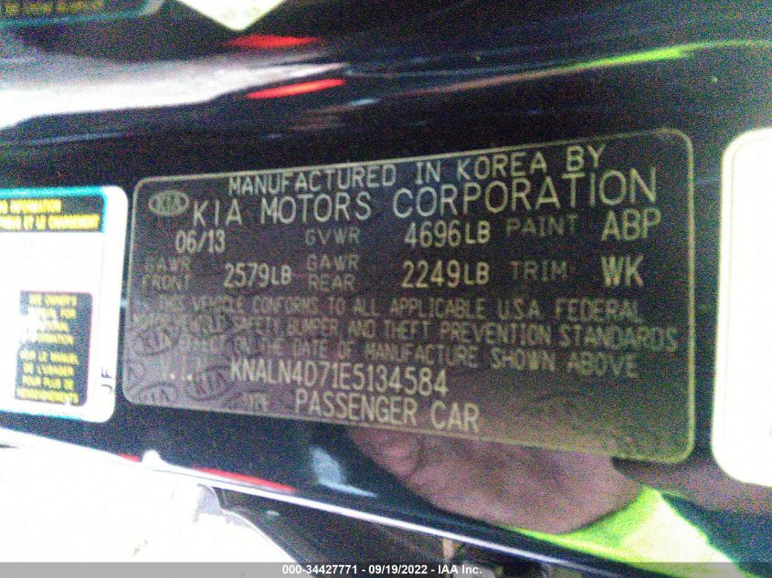 2014 KIA CADENZA PREMIUM KNALN4D71E5134584