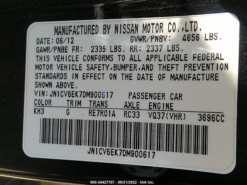 2013 INFINITI G37 COUPE JOURNEY JN1CV6EK7DM900617