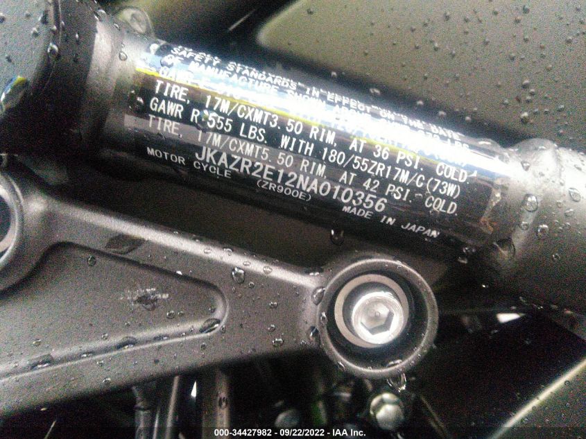 2022 KAWASAKI ZR900 JKAZR2E12NA010356