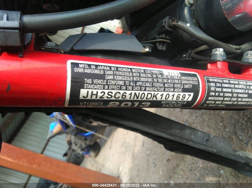 2013 HONDA VT1300 CX JH2SC61N0DK101697