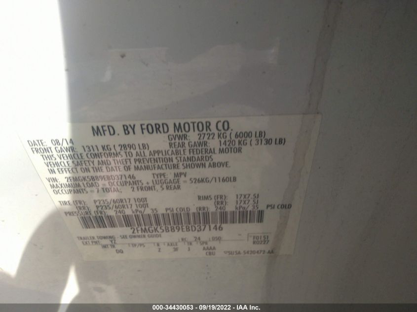 2014 FORD FLEX SE 2FMGK5B89EBD37146