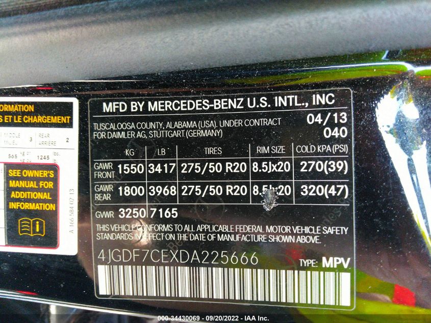 2013 MERCEDES-BENZ GL-CLASS GL 450 4JGDF7CEXDA225666