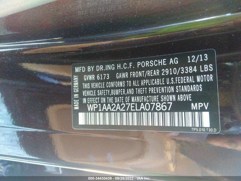2014 PORSCHE CAYENNE WP1AA2A27ELA07867
