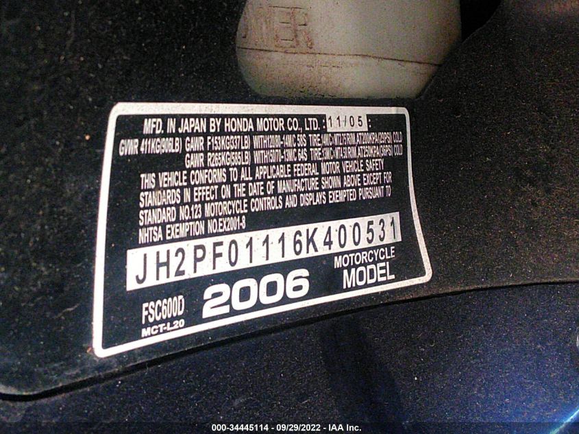2006 HONDA FSC600 D JH2PF01116K400531