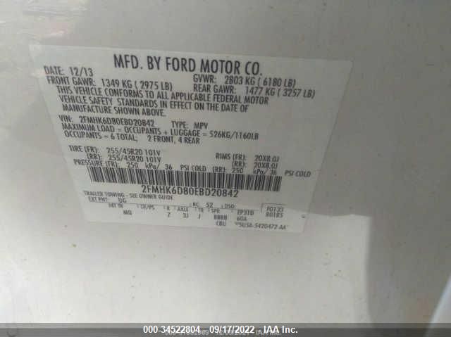 2014 FORD FLEX LIMITED 2FMHK6D80EBD20842