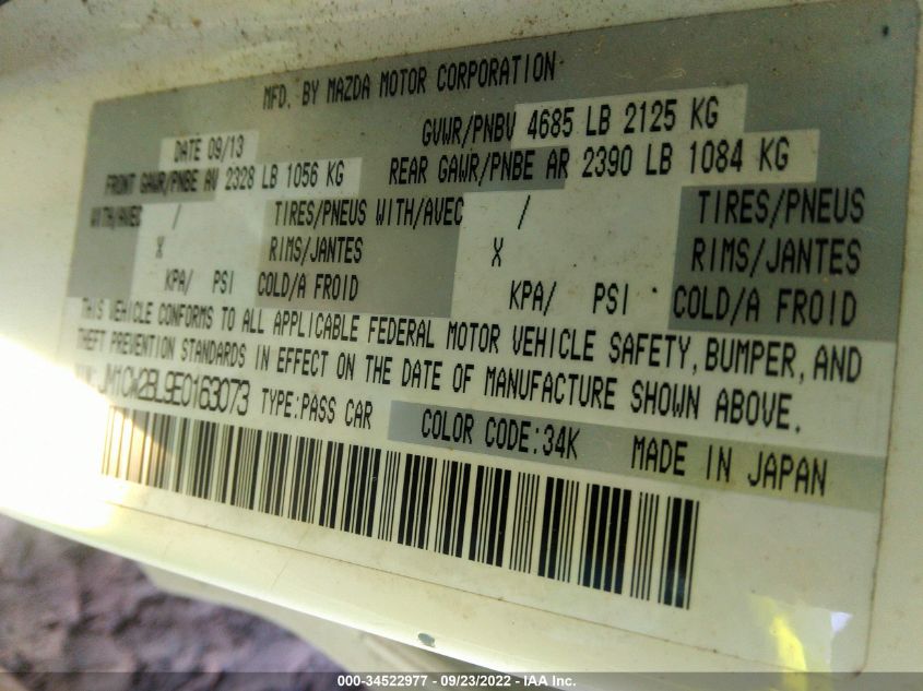 2014 MAZDA MAZDA5 SPORT JM1CW2BL9E0163073