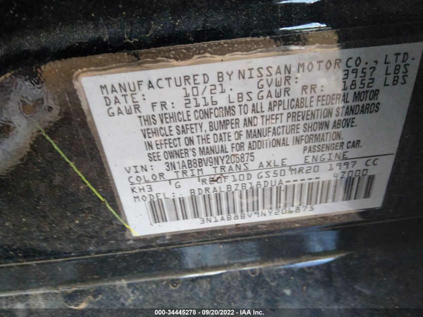 VIN 3N1AB8BV9NY206875 2022 NISSAN SENTRA no.9