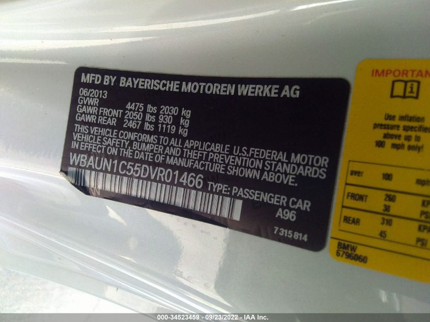 2013 BMW 1 SERIES 128I - WBAUN1C55DVR01466