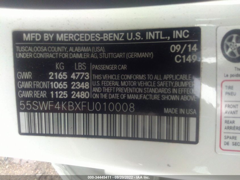 2015 MERCEDES-BENZ C 300 4MATIC 55SWF4KBXFU010008