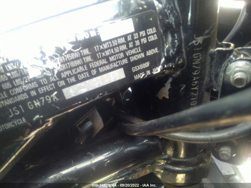2000 SUZUKI GSX600 F JS1GN79A6Y2101493
