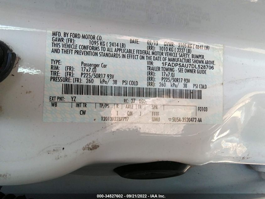 2013 FORD C-MAX HYBRID SE 1FADP5AU7DL528706