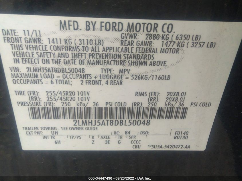 2013 LINCOLN MKT ECOBOOST 2LMHJ5AT8DBL50048
