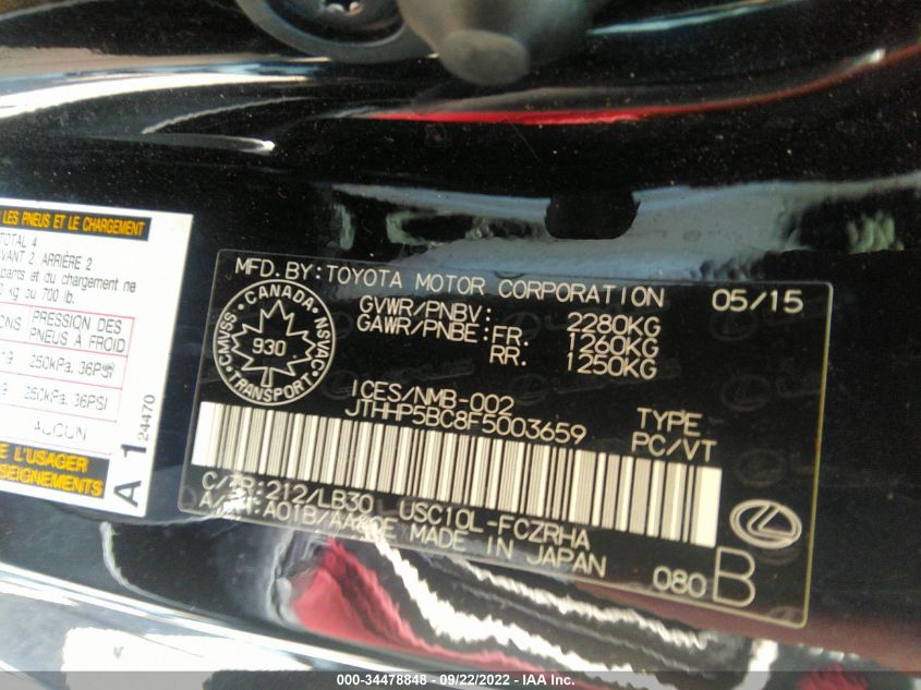 2015 LEXUS RC F JTHHP5BC8F5003659