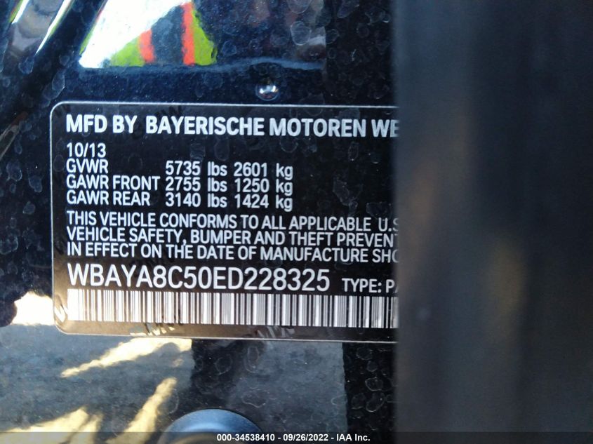 2014 BMW 7 SERIES 750I WBAYA8C50ED228325