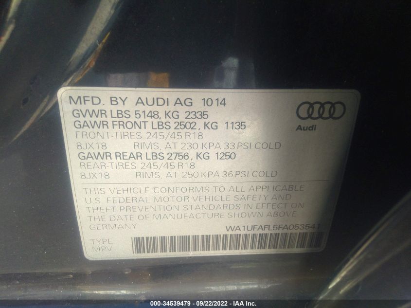 2015 AUDI ALLROAD PREMIUM PLUS WA1UFAFL5FA053541