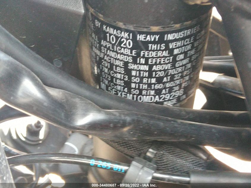 2021 KAWASAKI EX650 M ML5EXEM10MDA29298