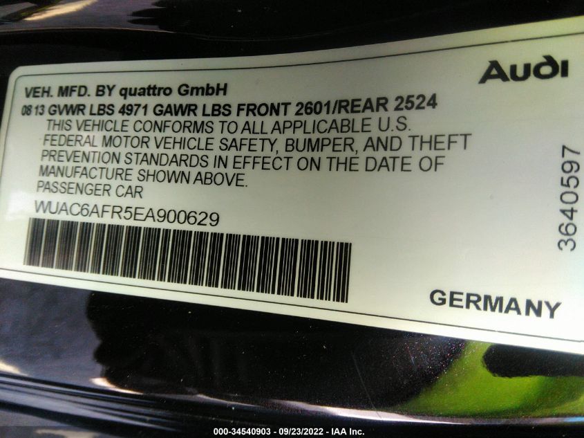 2014 AUDI RS 5 WUAC6AFR5EA900629