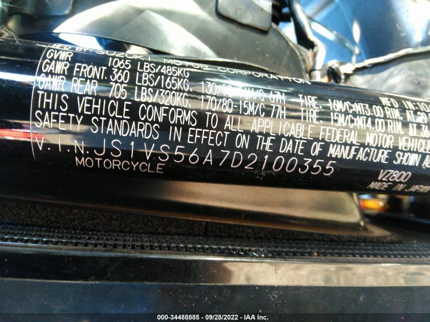 2013 SUZUKI VZ800 JS1VS56A7D2100355