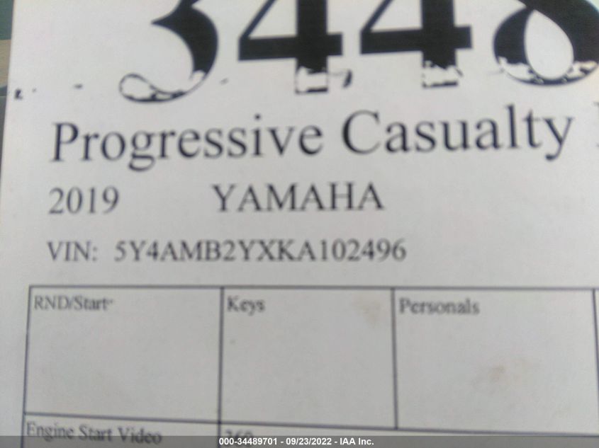 2019 YAMAHA YXM700 5Y4AMB2YXKA102496