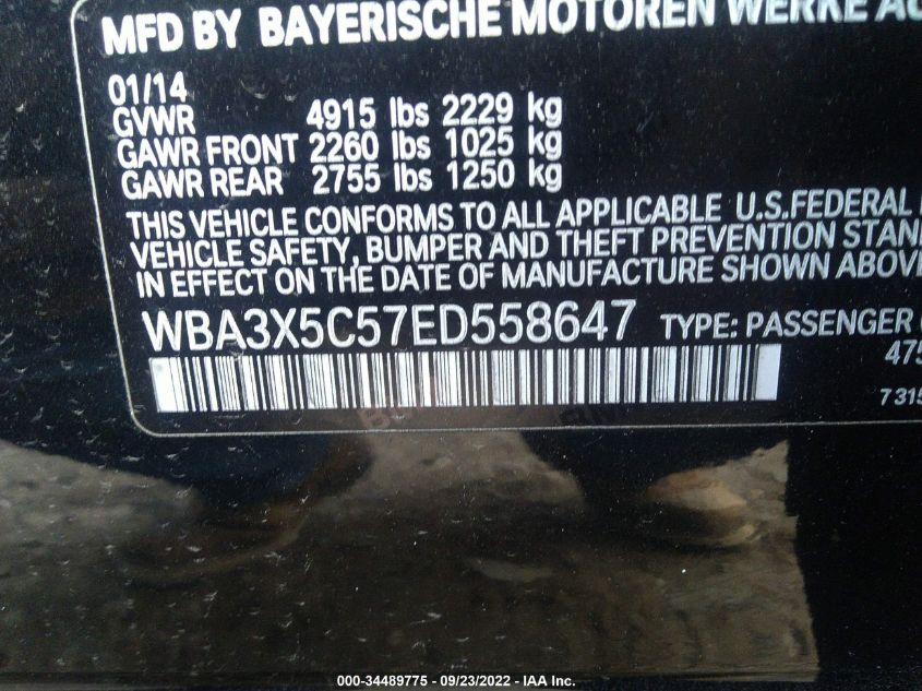 2014 BMW 3 SERIES GRAN TURISMO 328I XDRIVE WBA3X5C57ED558647