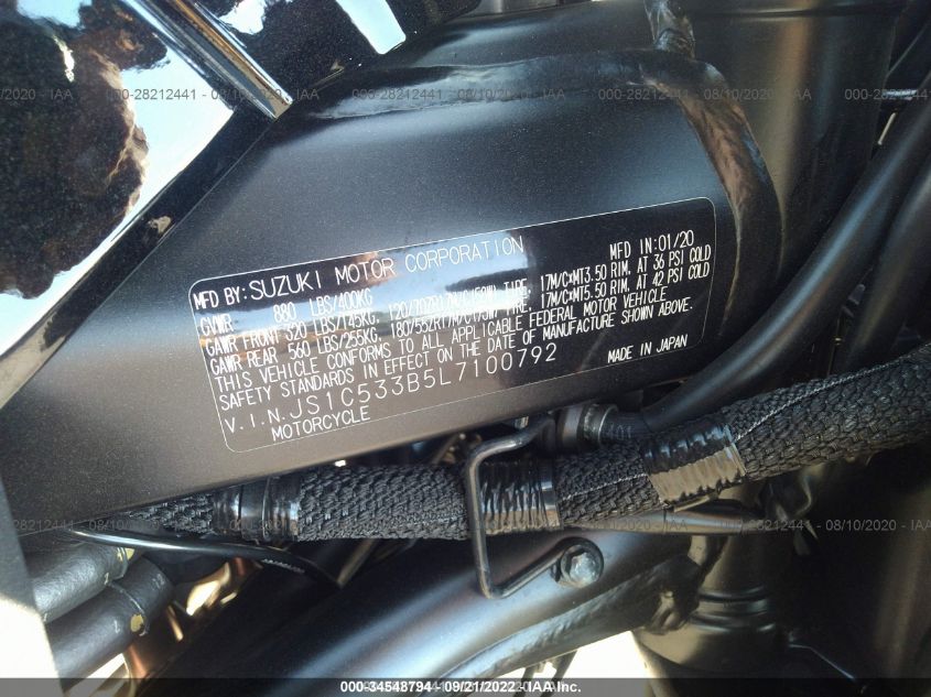 2020 SUZUKI GSX-S750 M/Z JS1C533B5L7100792