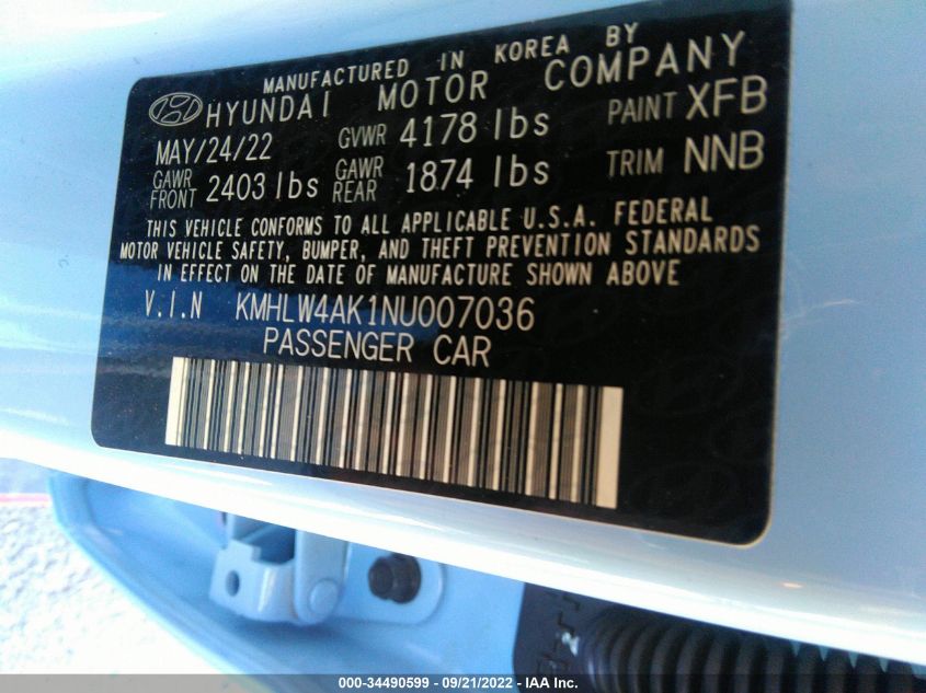 2022 HYUNDAI ELANTRA N KMHLW4AK1NU007036