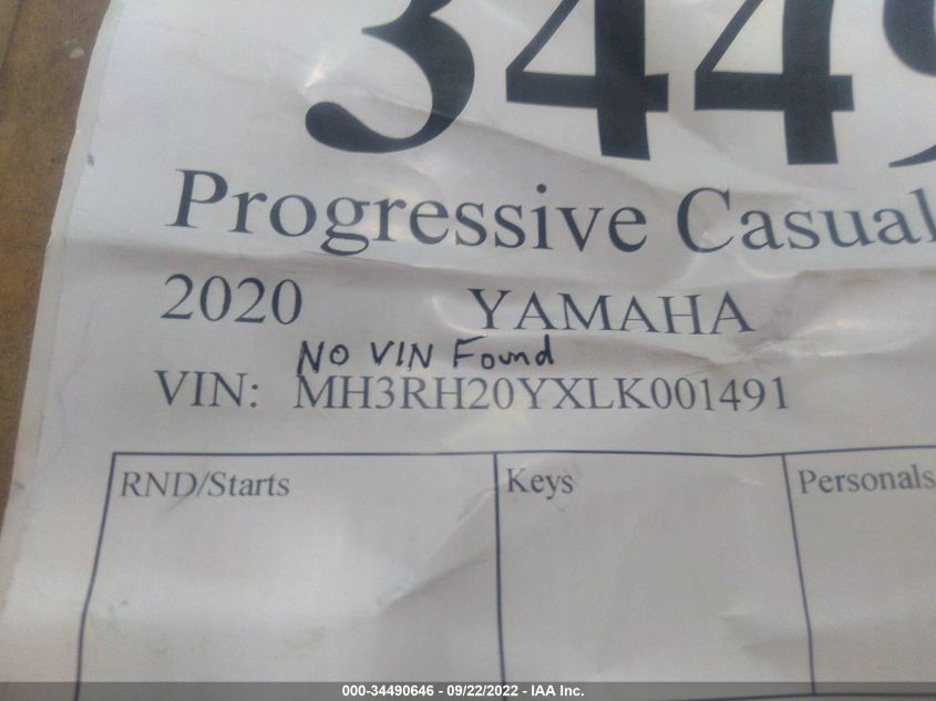 2020 YAMAHA MT-03 MH3RH20YXLK001491