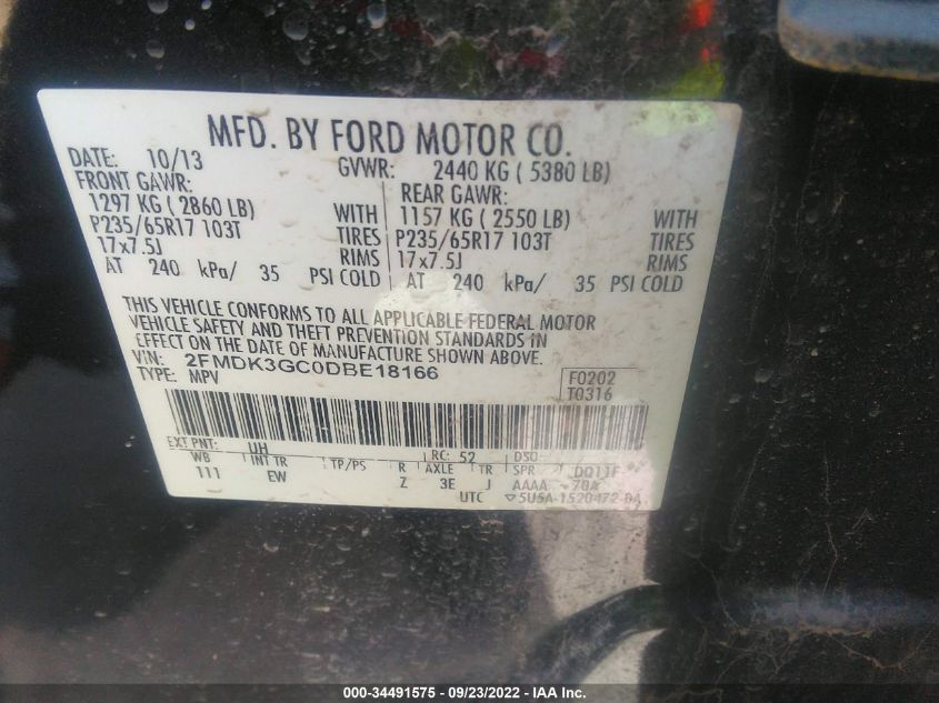 2013 FORD EDGE SE 2FMDK3GC0DBE18166