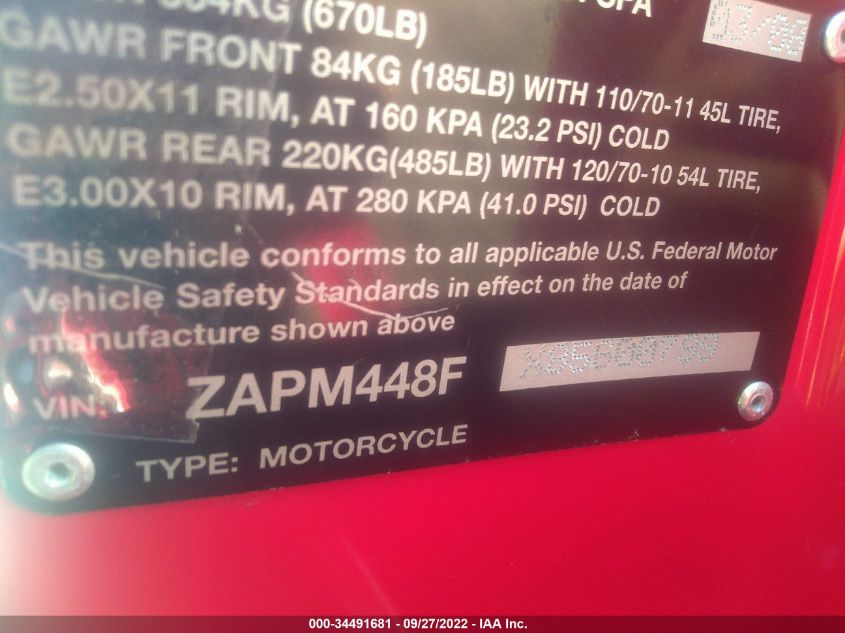 2008 VESPA LX 150 ZAPM448FX85600799