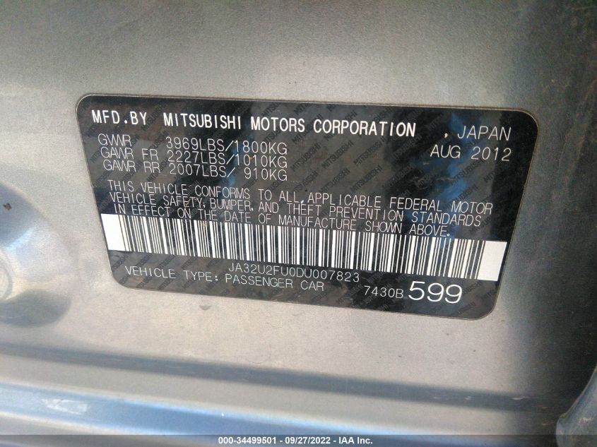 2013 MITSUBISHI LANCER ES JA32U2FU0DU007823