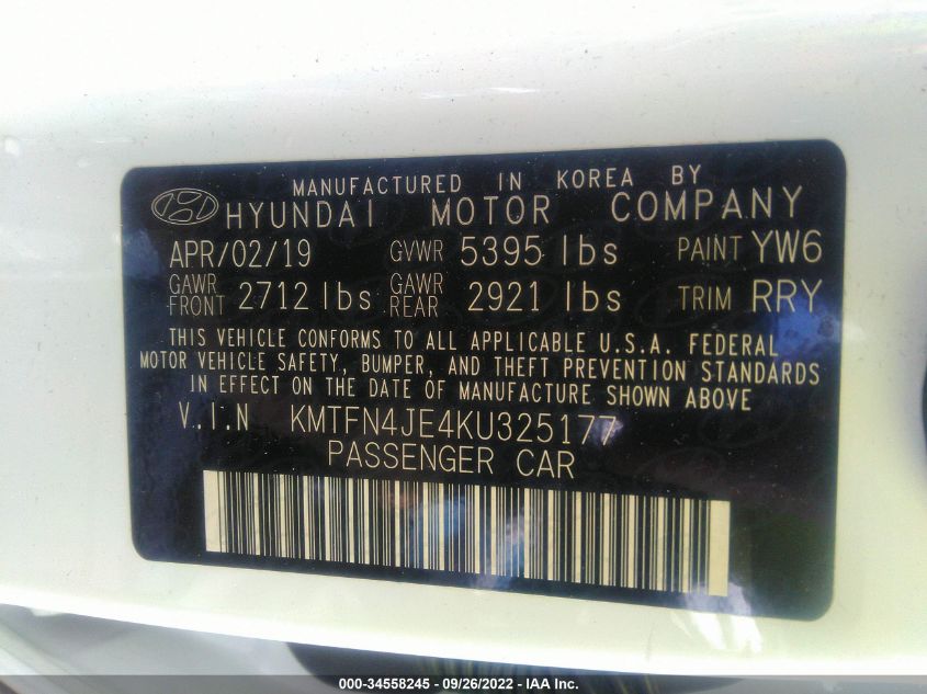 2019 GENESIS G80 3.8L KMTFN4JE4KU325177