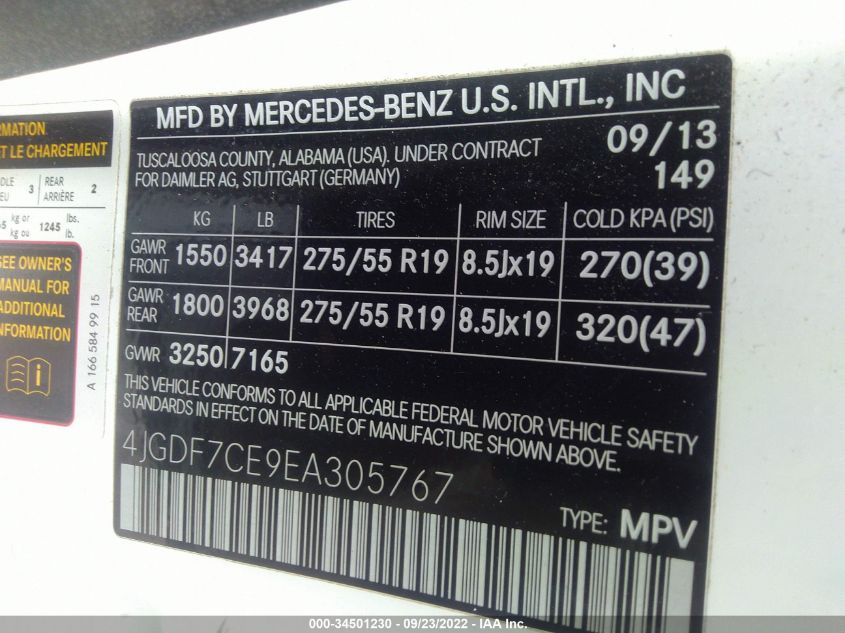 2014 MERCEDES-BENZ GL-CLASS GL 450 4JGDF7CE9EA305767