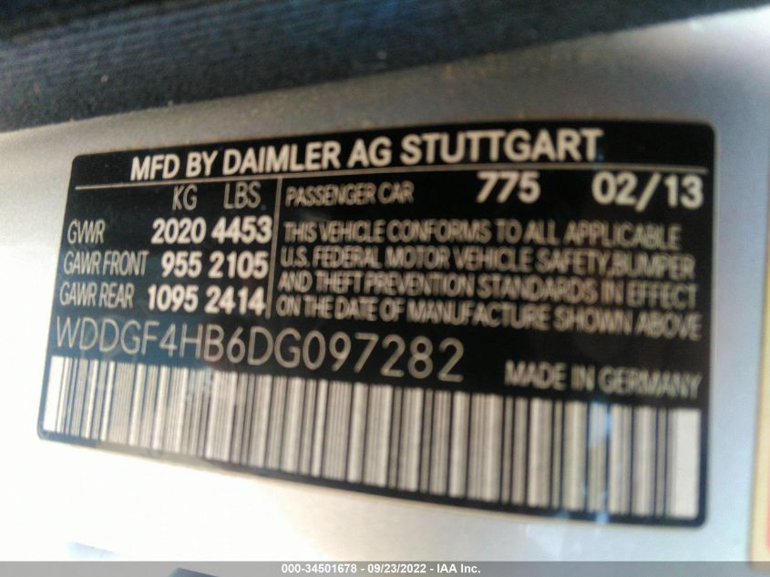 2013 MERCEDES-BENZ C-CLASS C 250 WDDGF4HB6DG097282
