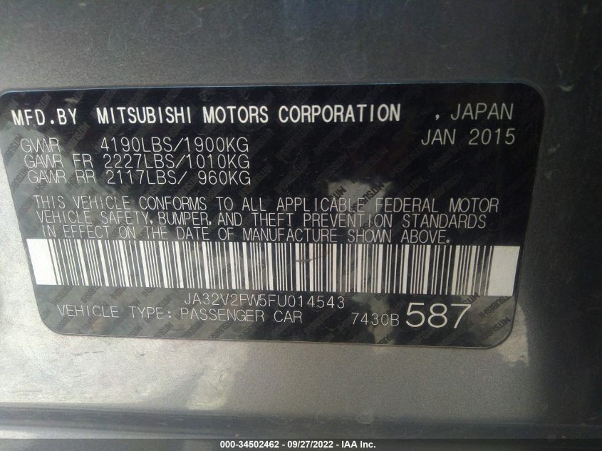 2015 MITSUBISHI LANCER SE JA32V2FW5FU014543