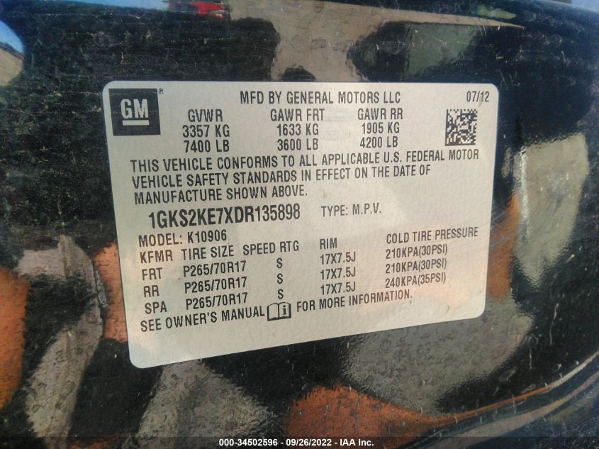 2013 GMC YUKON XL SLT 1GKS2KE7XDR135898
