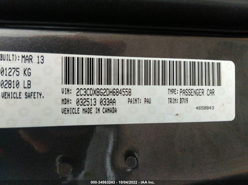 2013 DODGE CHARGER SE - 2C3CDXBG2DH684558