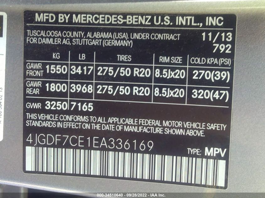 2014 MERCEDES-BENZ GL 450 4MATIC 4JGDF7CE1EA336169