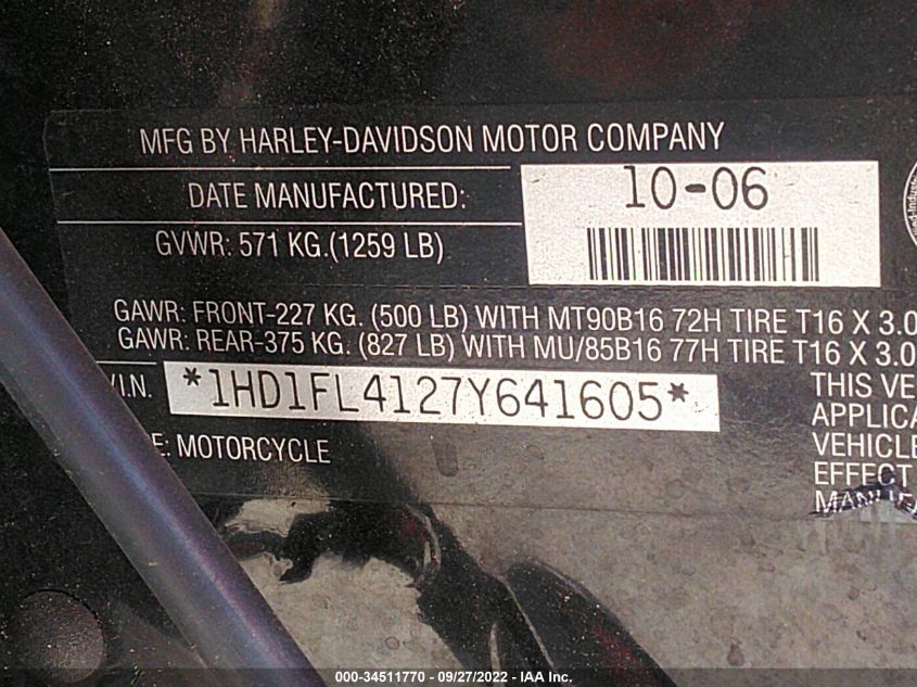 2007 HARLEY-DAVIDSON FLTC ULTRA SHRINE 1HD1FL4127Y641605