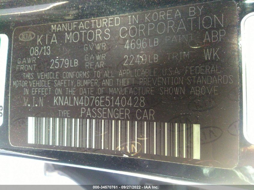 2014 KIA CADENZA PREMIUM KNALN4D76E5140428