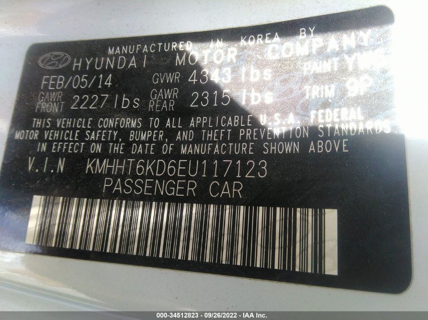 2014 HYUNDAI GENESIS COUPE 2.0T PREMIUM KMHHT6KD6EU117123