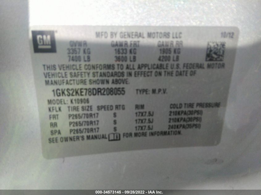 2013 GMC YUKON XL SLT 1GKS2KE78DR208055