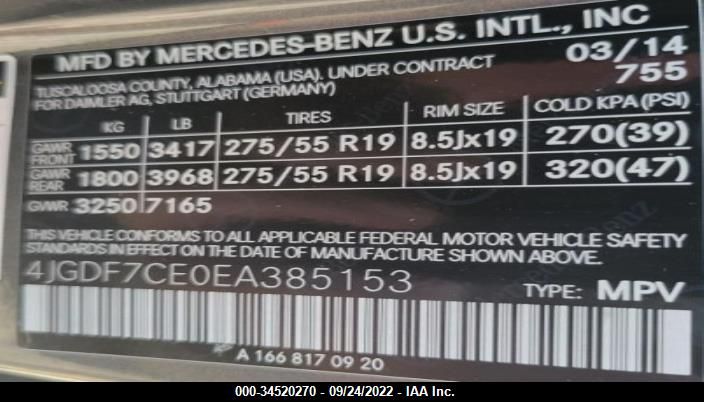 2014 MERCEDES-BENZ GL-CLASS GL 450 4JGDF7CE0EA385153